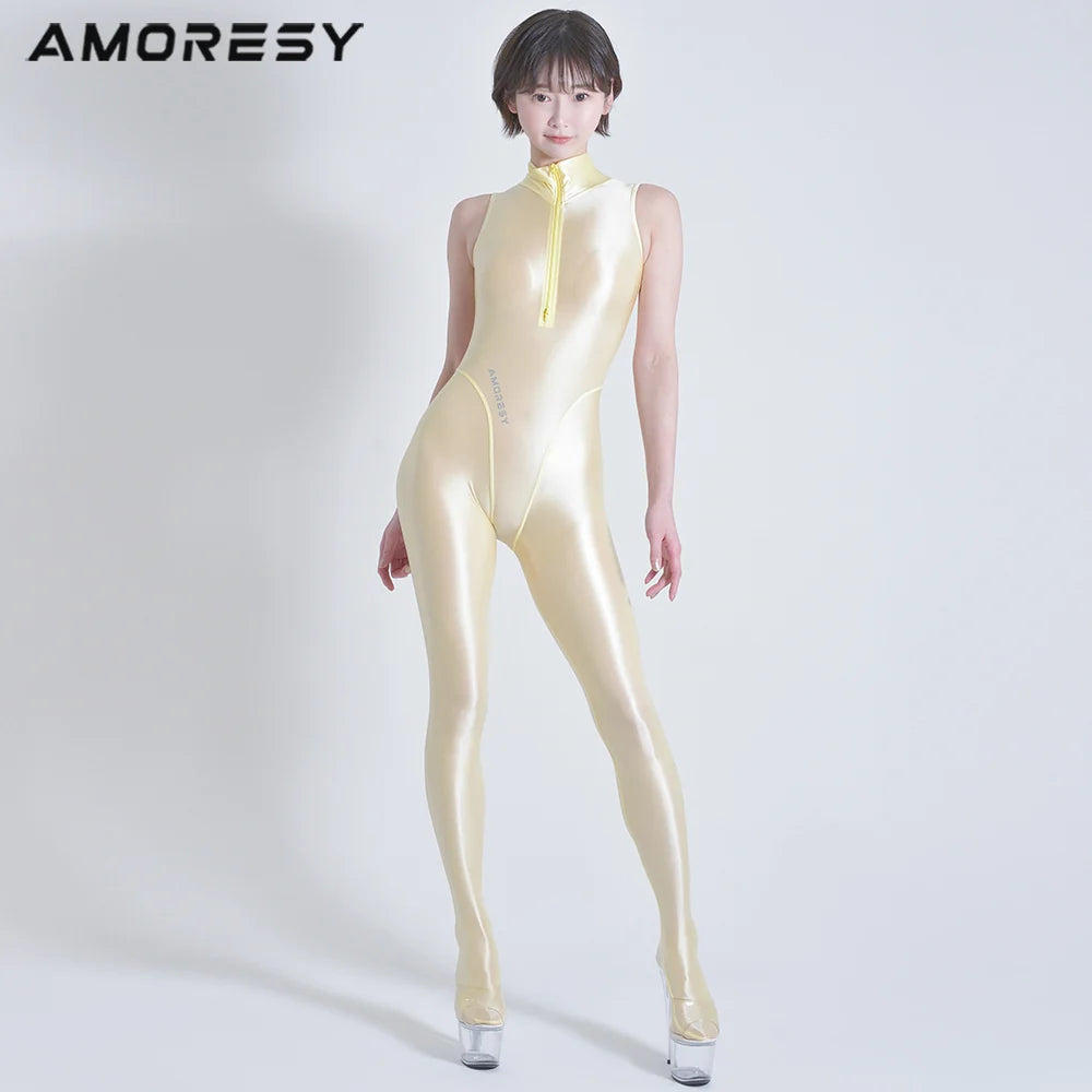 AMORESY 018 Zenithaシリーズ シアー ノースリーブキャットスーツ