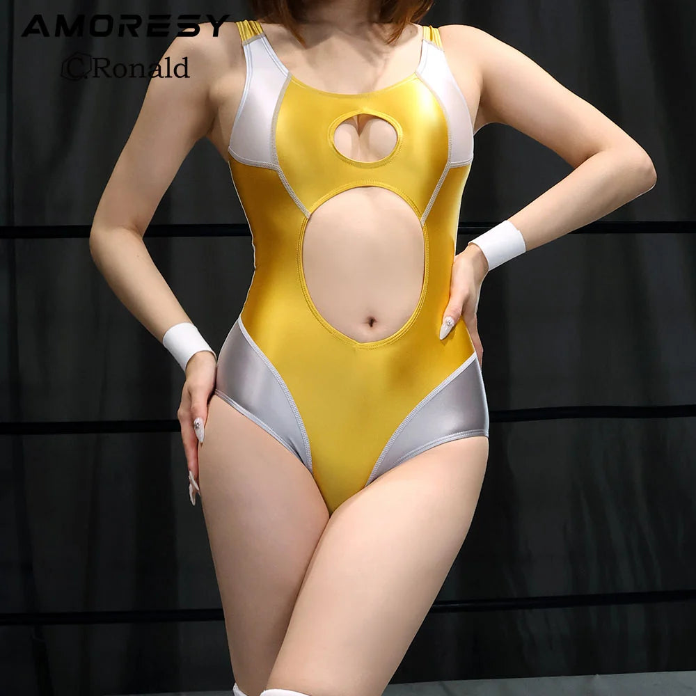 AMORESY 162 Electra 胸部透かしデザイン 背中開き ワンピース水着