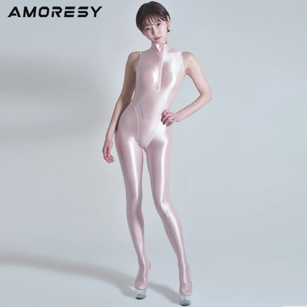 AMORESY 018 Zenithaシリーズ シアー ノースリーブキャットスーツ