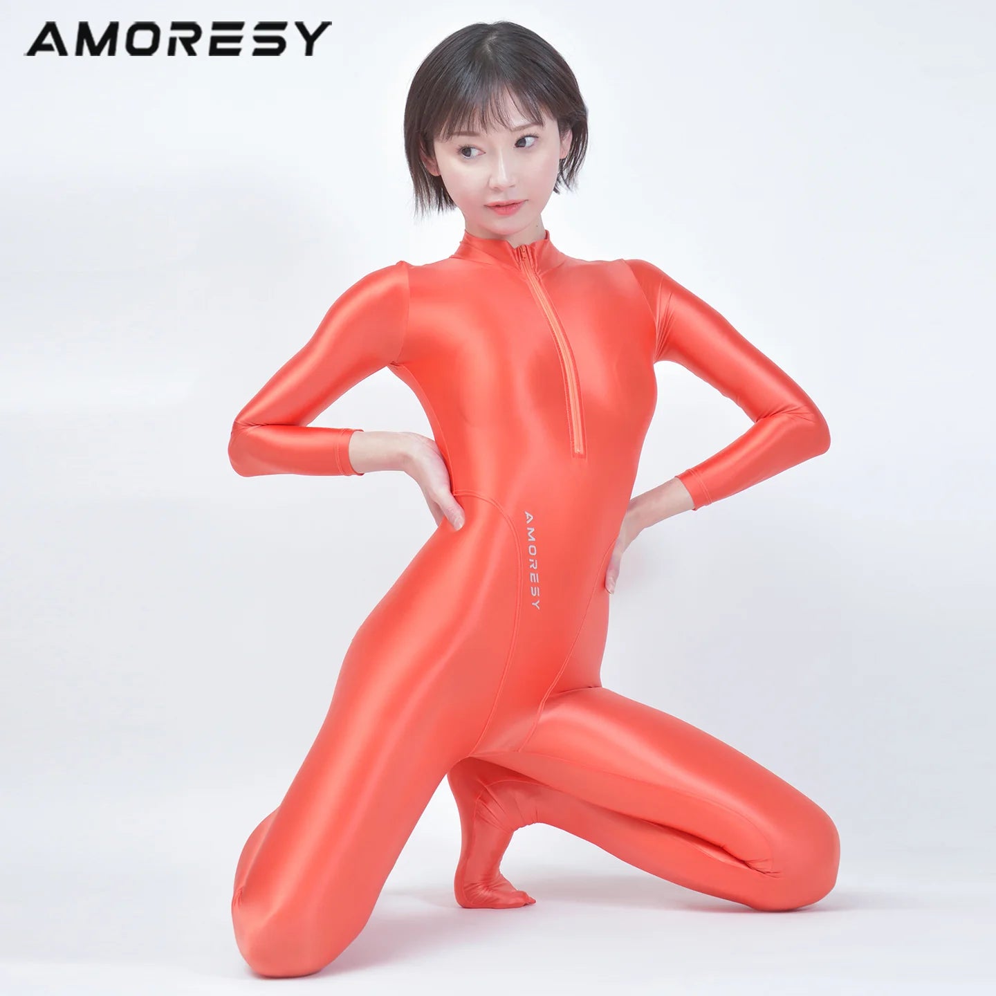AMORESY 019 Celestia フロントジップキャットスーツ（Sheer）